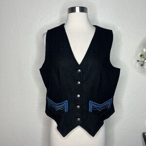 VINTAGE Adobe Rose Vest Womens Wool Blend Western Button Up 90s